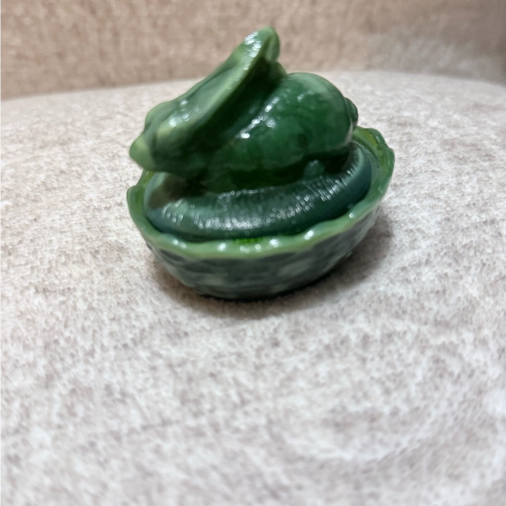 Mini Green Slag Bunny on Nest